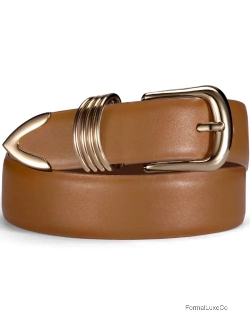 Faux Leather Thin Belt with Gold Buckle Skinny Waist Belt for Women